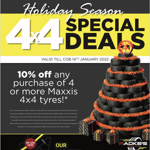 Maxxis Christmas Special - Get 10% off when you buy 4 or more Maxxis 4WD Tyres